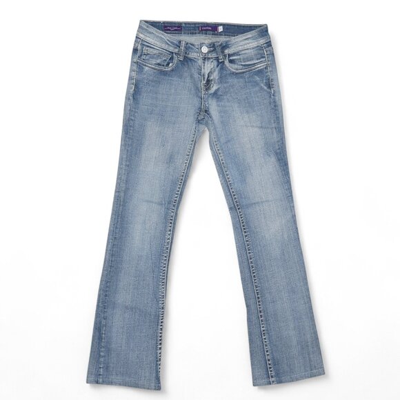 Vigoss Bootcut Jeans Women Size 3 Stretch Rear Flap Pocket Indigo Wash EUC - Picture 2 of 11